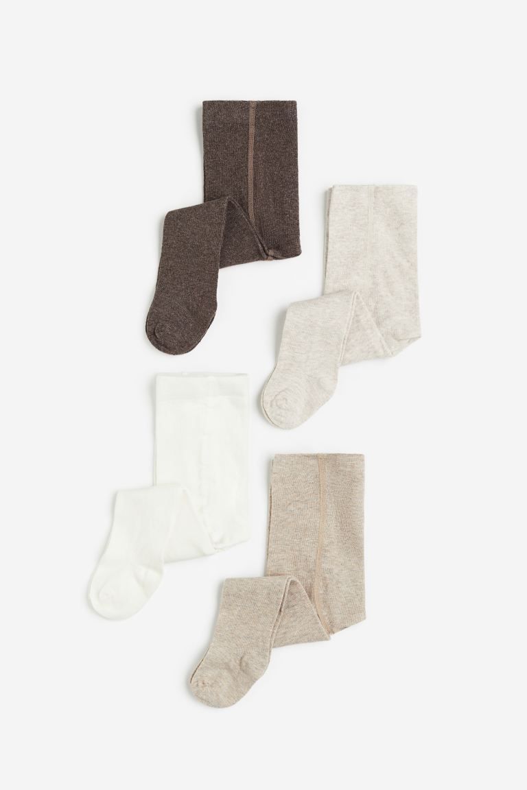4-pack Fine-knit Tights - Dark brown/beige - Kids | H&M US | H&M (US + CA)