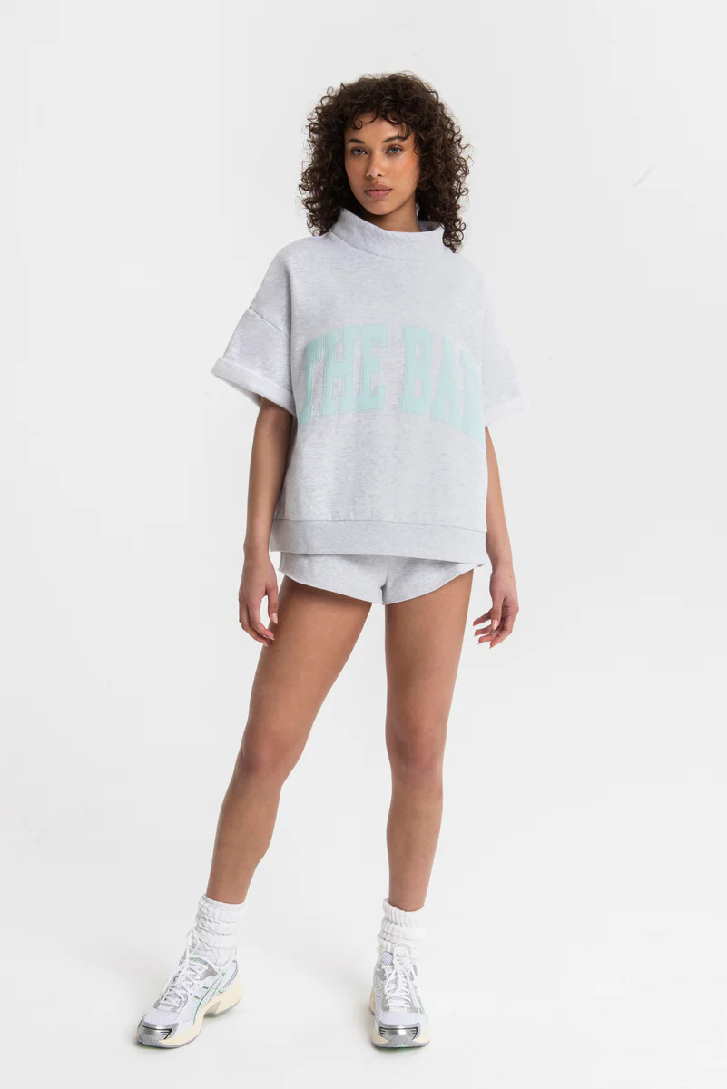HIGHNECK SHORT SLEEVE LT HEATHER GREY/MINT | The Bar