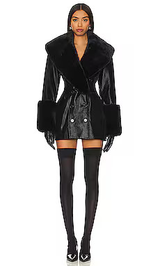 LOBA Julieta Faux Leather Coat in Black from Revolve.com | Revolve Clothing (Global)