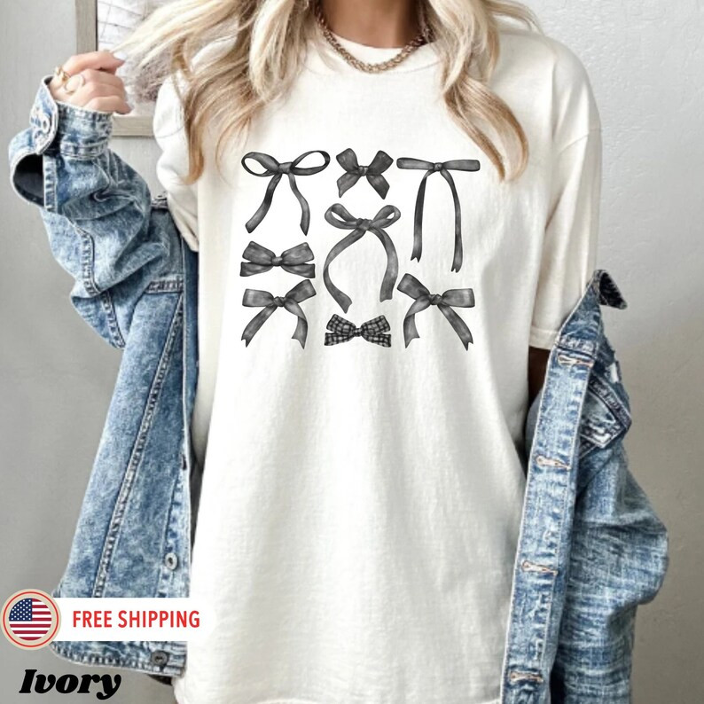 Coquette Black Bows Shirt, Coquette Shirt, Soft Girl Shirt, Coquette Aesthetic Shirt, Cute Bow Sh... | Etsy (US)