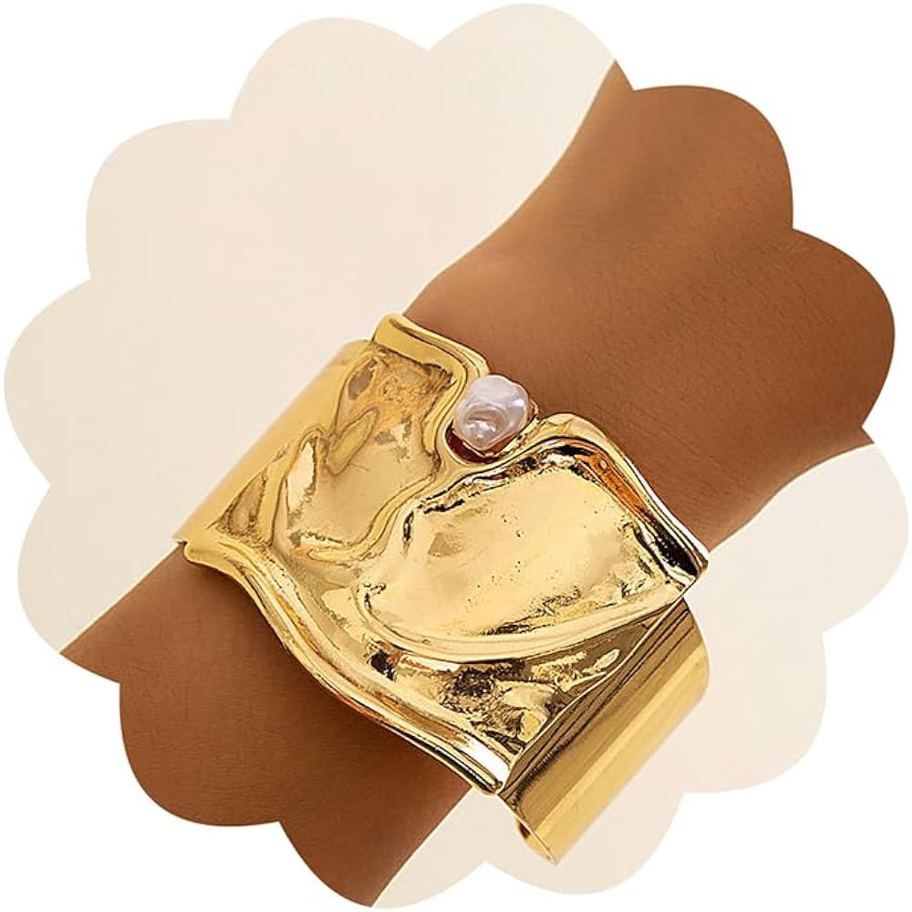 Xerling Gold Boho Open Cuff Wide Bangle Bracelets Punk Chunky Wrist Cuff Wrap Bracelet Hand Jewel... | Amazon (US)