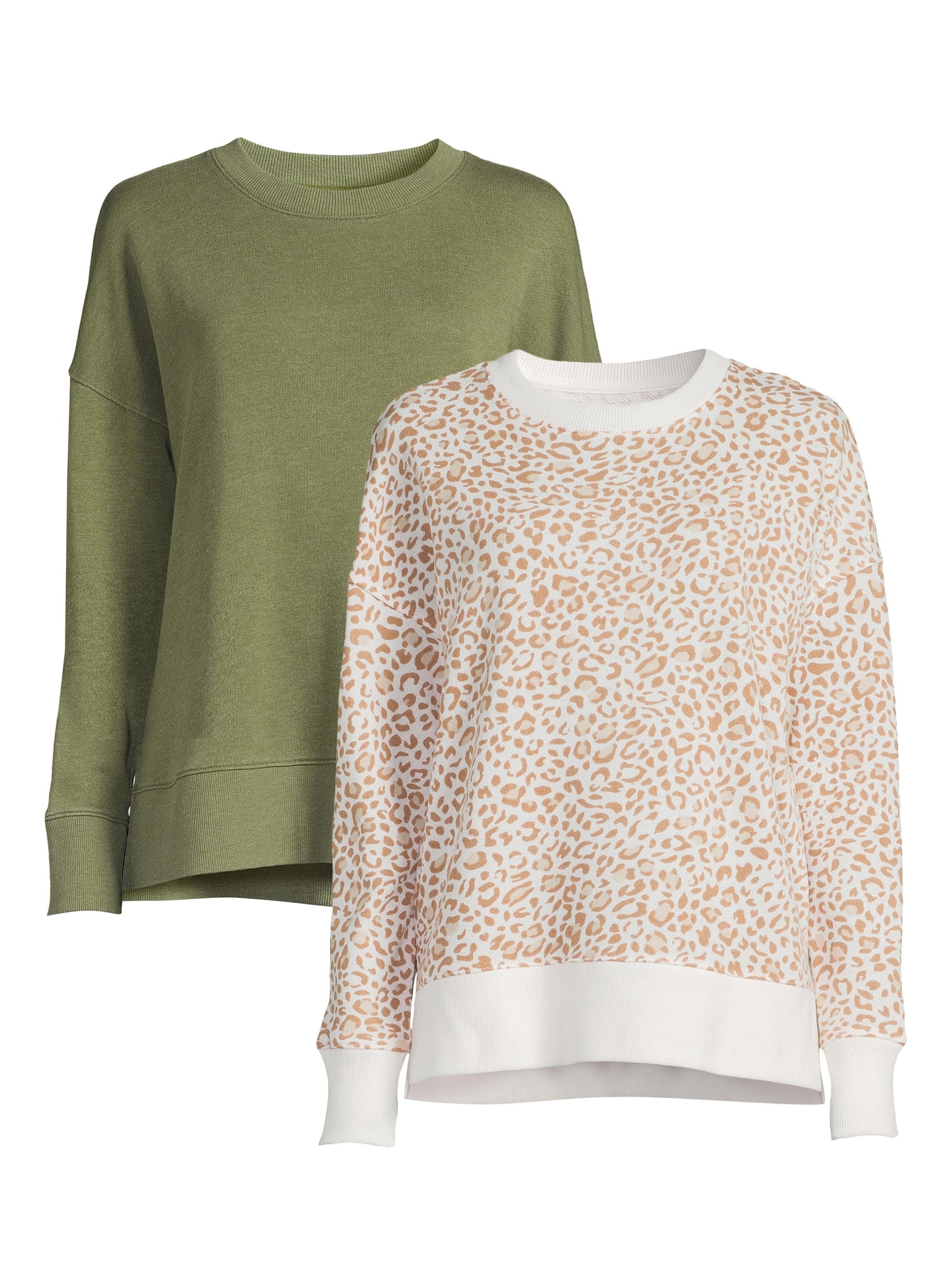 Time and Tru Women's Garment Wash Sweatshirt, 2-Pack | Walmart (US)