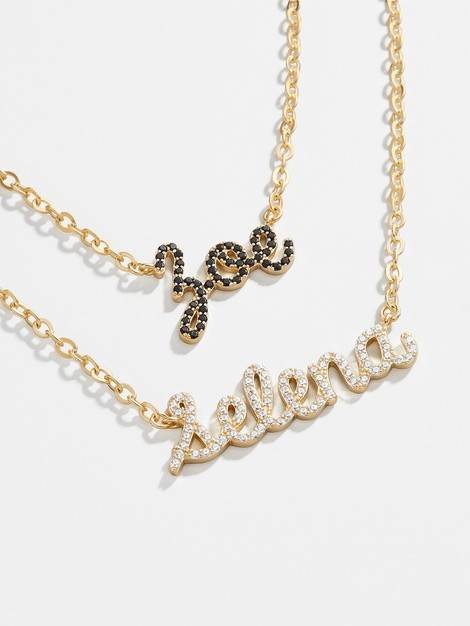 18K Gold Vermeil & CZ Nameplate Necklace | BaubleBar (US)