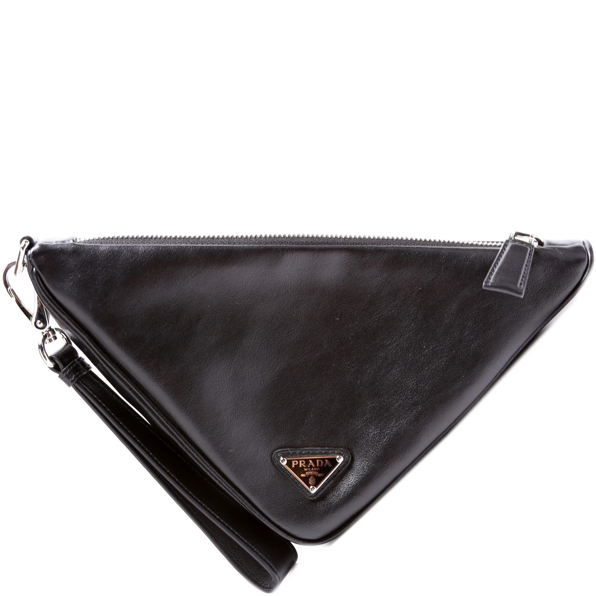 1NE039 Calfskin Triangle Pouch | Keeks Designer Handbags