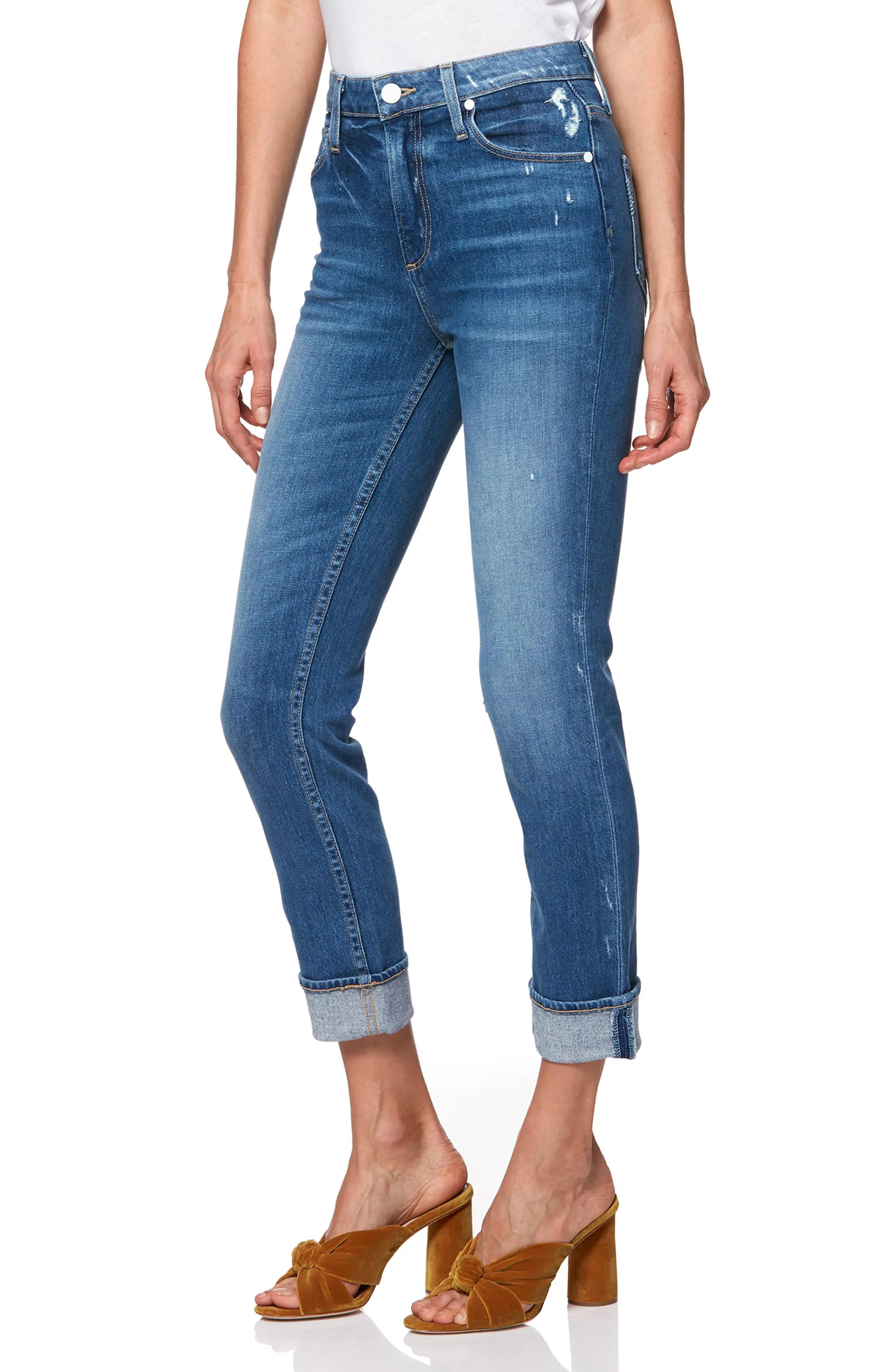 PAIGE Sarah High Waist Straight Slim Leg Jeans (Embarcadero) | Nordstrom