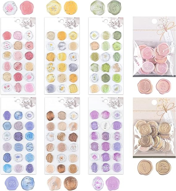 ALKALO Wax Seal Stickers 144 PCS Self- Adhesive Wax Seals Decorative Stamp Stickers Envelope Stic... | Amazon (US)
