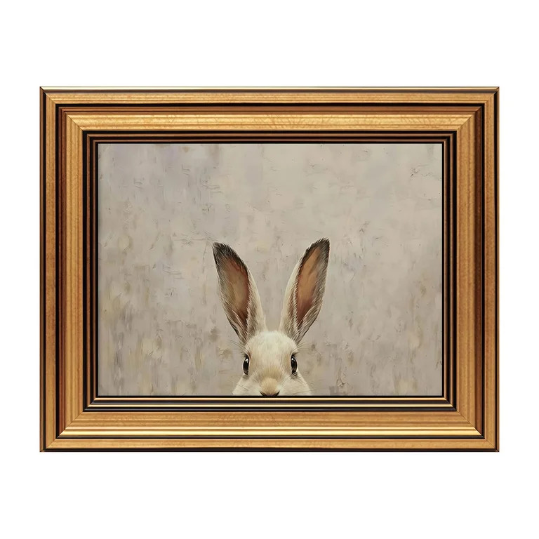 Gold Framed Wall Art Vintage Easter Bunny Canvas Art Easter Wall Decor Farmhouse Picture Neutral ... | Walmart (US)