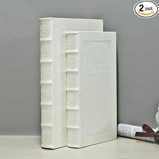 Decorative Books with White Faux leather Book Boxes for Decoration Display Coffee Table and shelf... | Amazon (US)