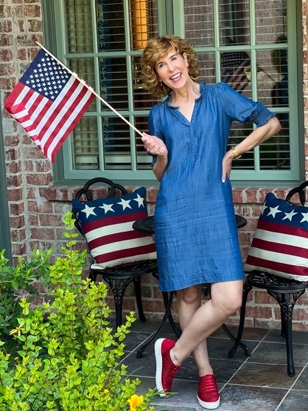 This Tencel denim shift dress just Akins over my lumps & bumps! It’s on sale this weekend, along with so many other things! 

I paired it with red slip in sneakers that are made especially for over 50 feet! (Translation: SO comfy!)

Linking my patio furniture (bistro set) and patriotic decor too!

Head to EmptyNestBlessed.com for a round up of all the BEST Memorial Day Weekend Sales!

#LTKstyletip #LTKsalealert #LTKshoecrush