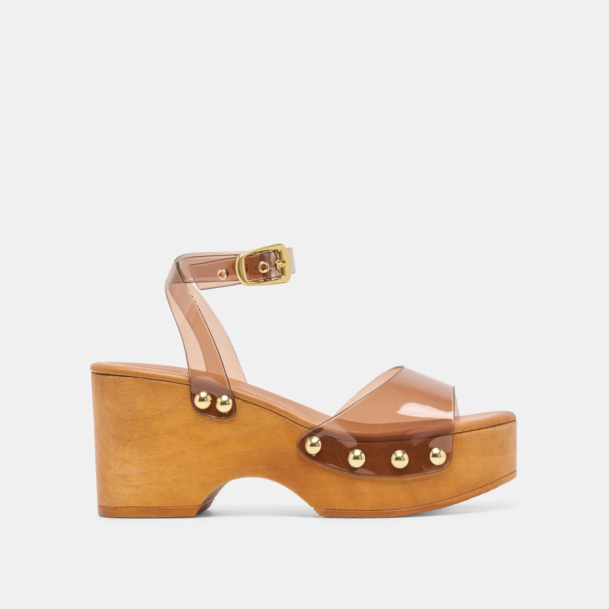 YASMON Whiskey Vinyl Jelly Open-Toe Wood Sole Wedges | Dolce Vita | DolceVita.com