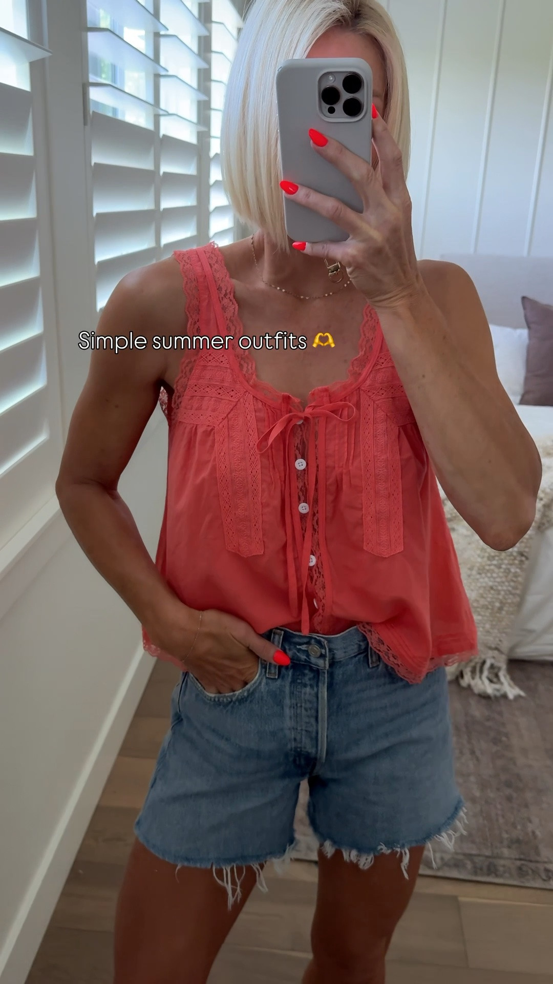 I bought a few of these Amazon tops last summer, and think this summer’s version is MUCH BETTER quality & fit. 
What I’m wearing is the true color. 
Classic cut off shorts w/ the perfect length + jelly flip flops I haven’t stopped wearing.
Everything fits tts

#LTKootd #LTKOver40 #LTKmomlife