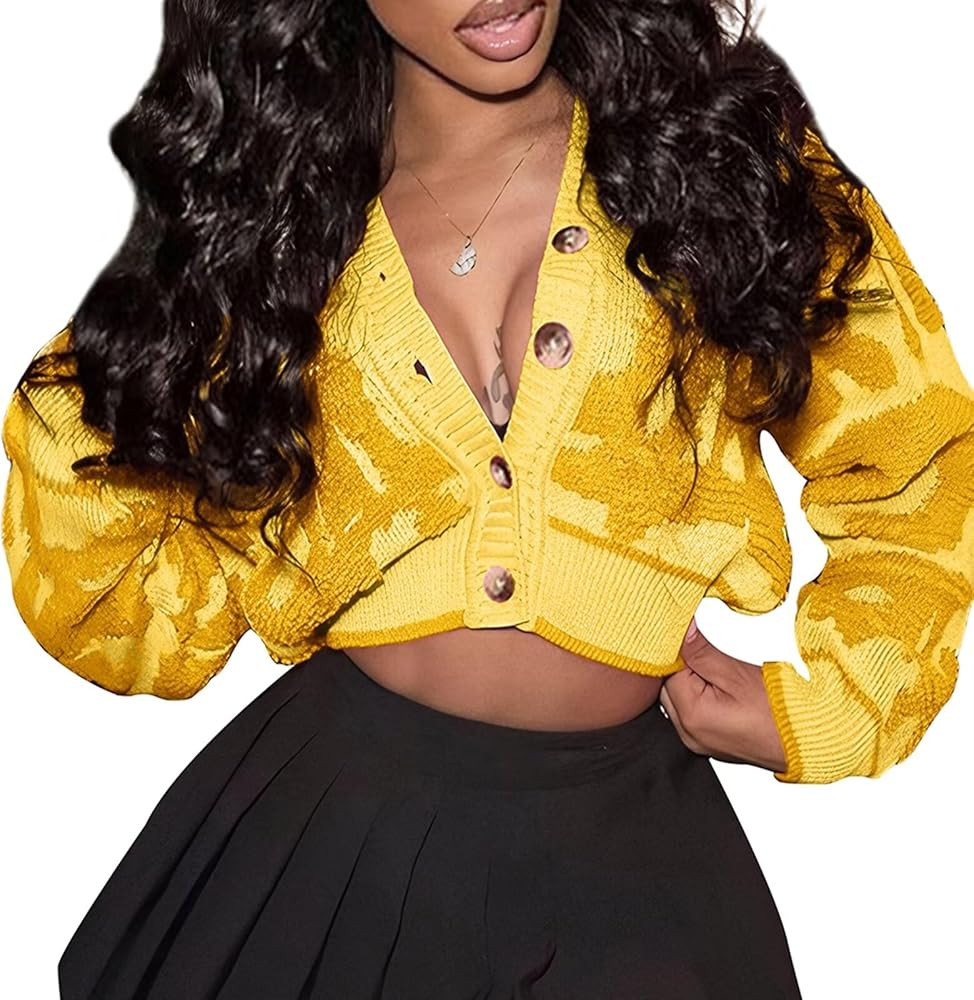 ThusFar Women Fashion Button Down Colorblock Cardigan Sweaters Fall Slim Crop Outwear Open Front ... | Amazon (US)