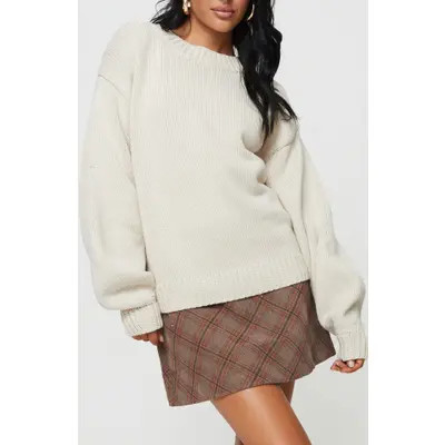Princess Polly Harmony Oversize Crewneck Sweater in Beige at Nordstrom, Size X-Small | Nordstrom