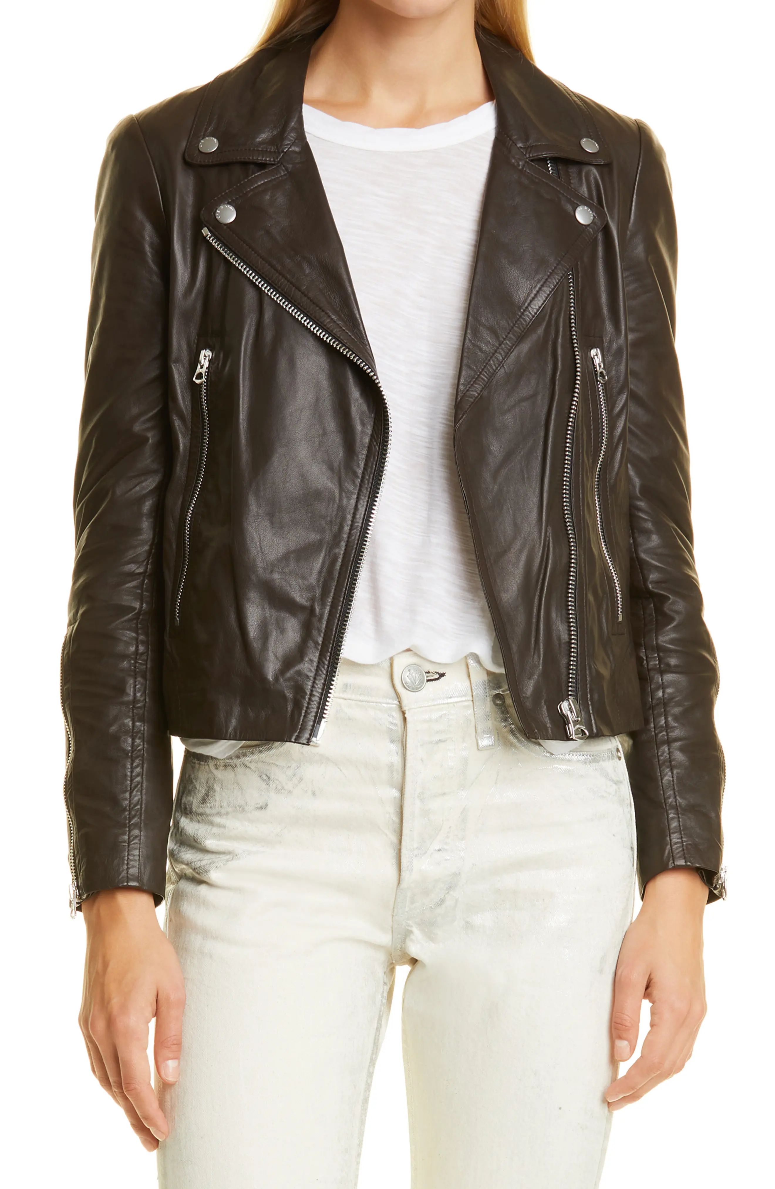 rag & bone Mack Leather Jacket in Dark Brown at Nordstrom, Size X-Small | Nordstrom