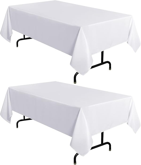 sancua 2 Pack White Tablecloth 60 x 102 Inch, Rectangle 6 Feet Table Cloth - Stain and Wrinkle Re... | Amazon (US)