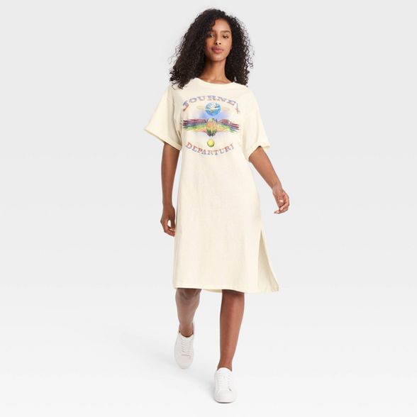 Women's Journey Short Sleeve Graphic T-Shirt Dress - Off-White | Target