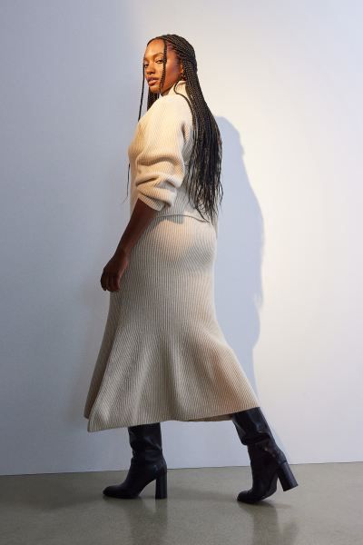 Rib-knit Mermaid Skirt - Light beige - Ladies | H&M US | H&M (US + CA)