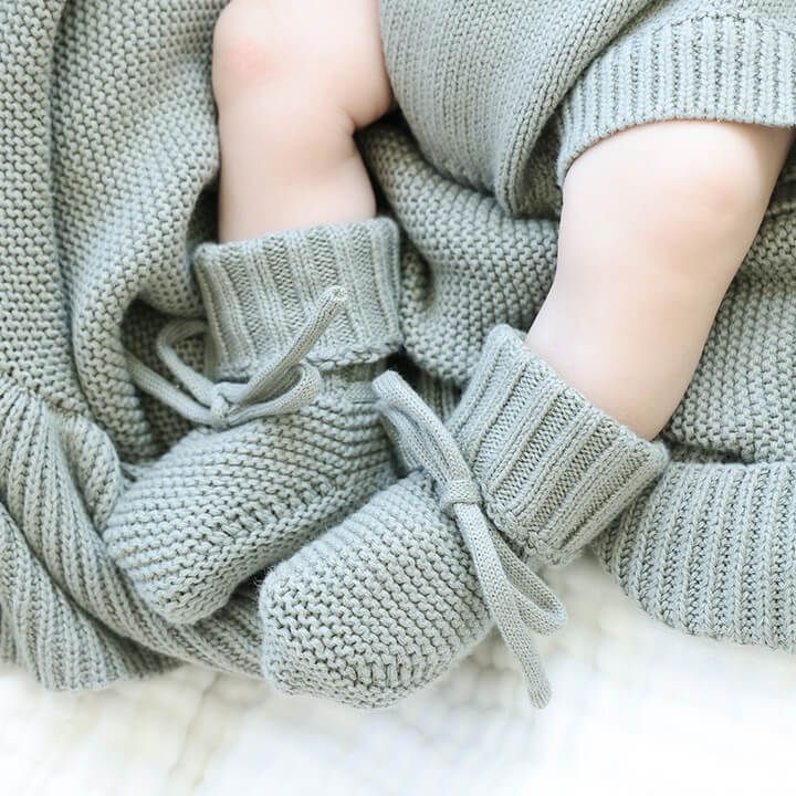 Knit Baby Booties | Smoke* | Caden Lane