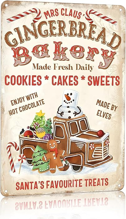 Artlunar Vintage Christmas Decor Gifts Rustic Christmas Mrs Claus Gingerbread Bakery Santa‘s Fa... | Amazon (US)