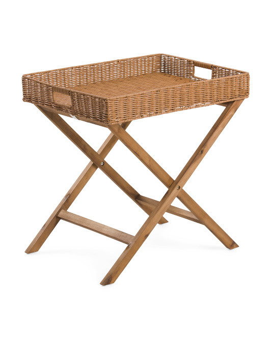 Indoor Outdoor Acacia Wood Tray Table | TJ Maxx