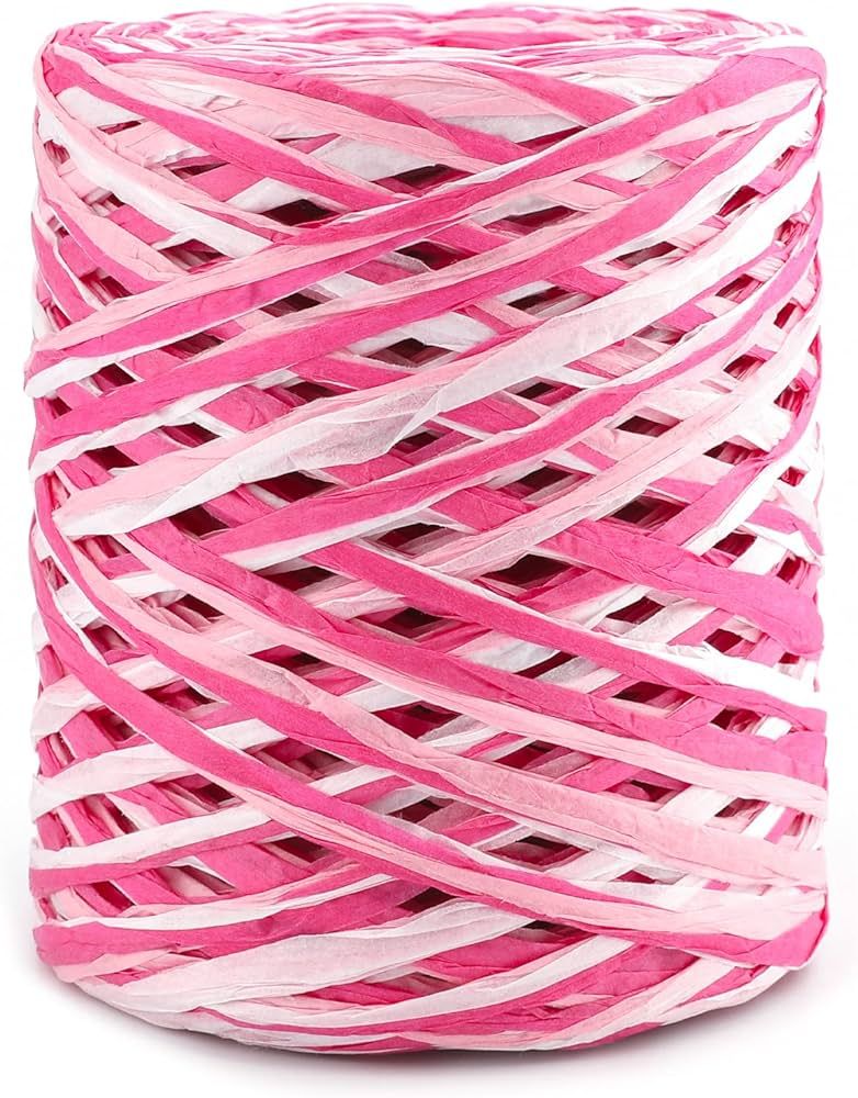 G2PLUS Colored 525 Feet Raffia Paper Ribbon, Colored Packing Paper String, Pink Raffia Ribbon for... | Amazon (US)