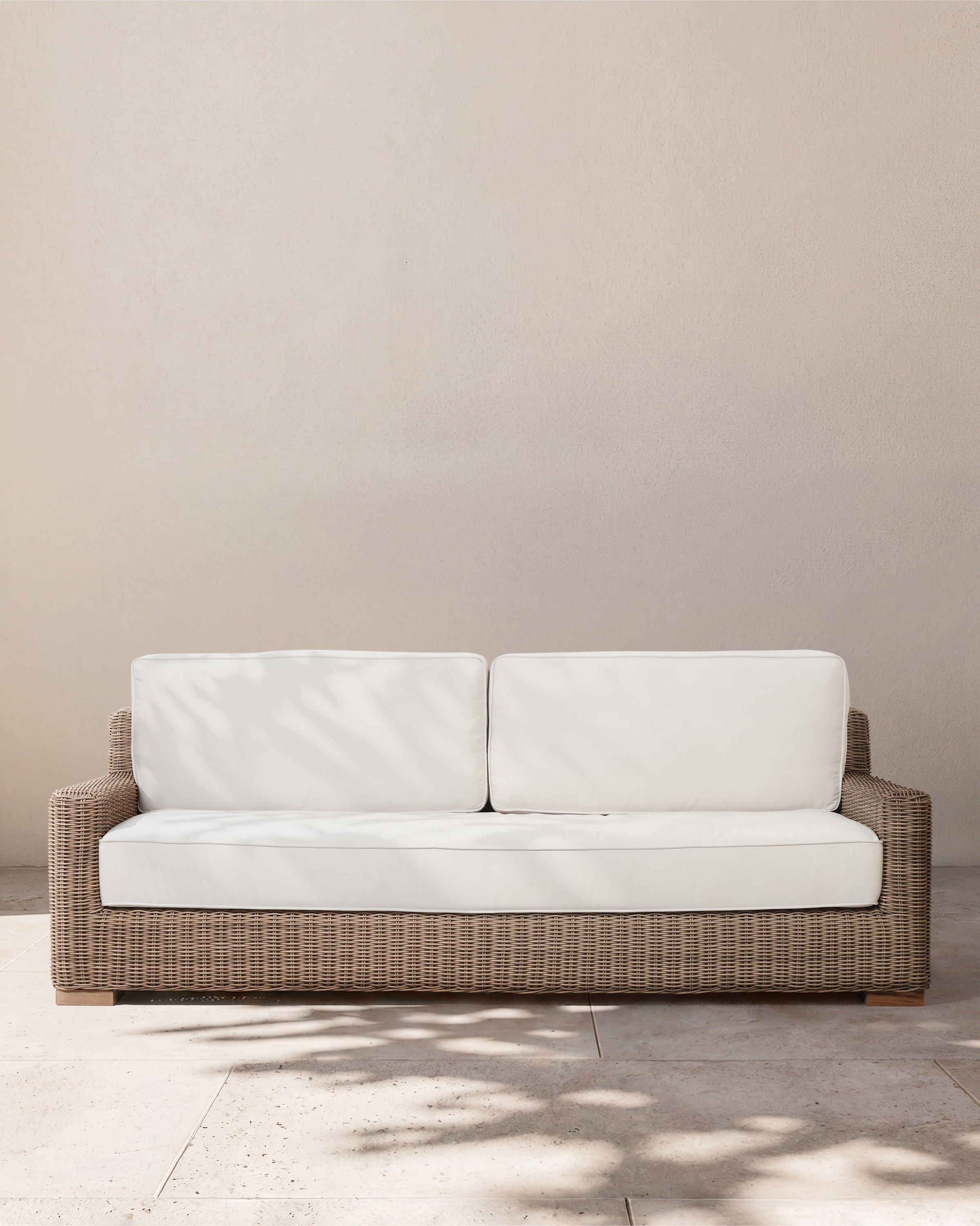 Quince | Classic All-Weather Wicker Outdoor Sofa in Grey Weave, Size 95"", Resin Wicker | Quince