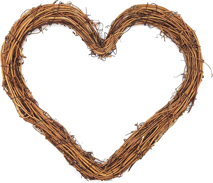 KARMELLING 1 PC Natural Grapevine Heart Wreath|Easter Home Decor | Natural Rattan Wreath | Weddin... | Amazon (US)