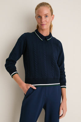 Navy Quilted Stretch Collared Colleen Pullover | Tuckernuck (US)