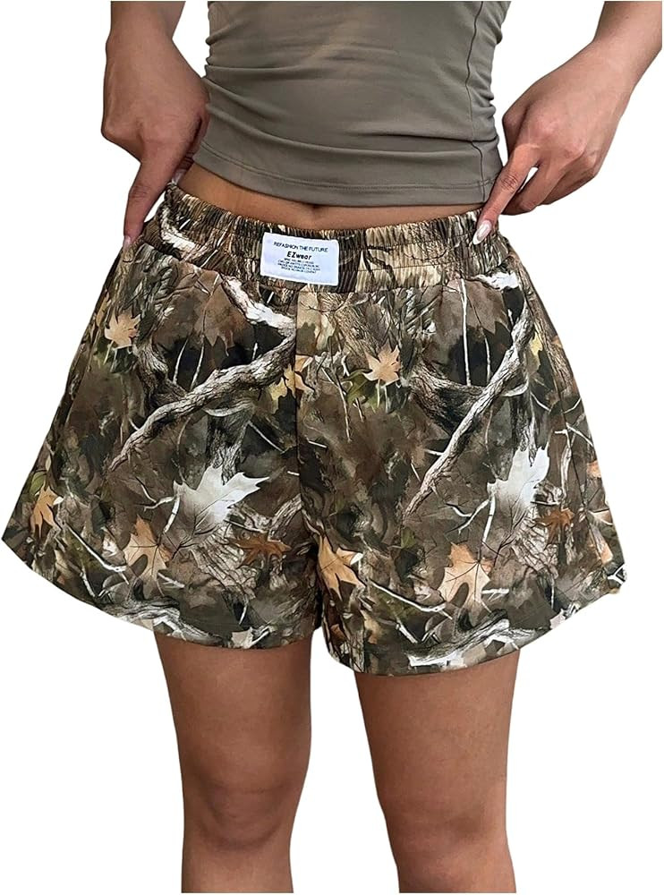 Milumia Women's Y2K Leopard Print Boxer Shorts Casual Elastic Waist Mini Shorts | Amazon (US)