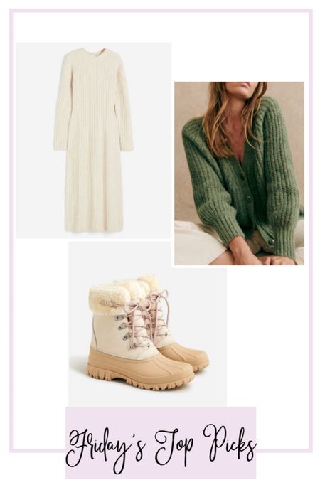 Winter sale. Sweater dress. Green cardigan. Snow boots. 
.
.
.
… 

#LTKfindsunder100 #LTKstyletip #LTKsalealert