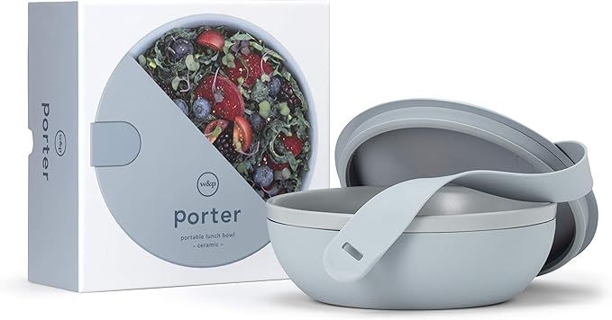 W&P Porter Ceramic Bowl Lunch Container w/ Protective Non-slip Exterior, Slate 1 Liter | Lid & Sn... | Amazon (US)