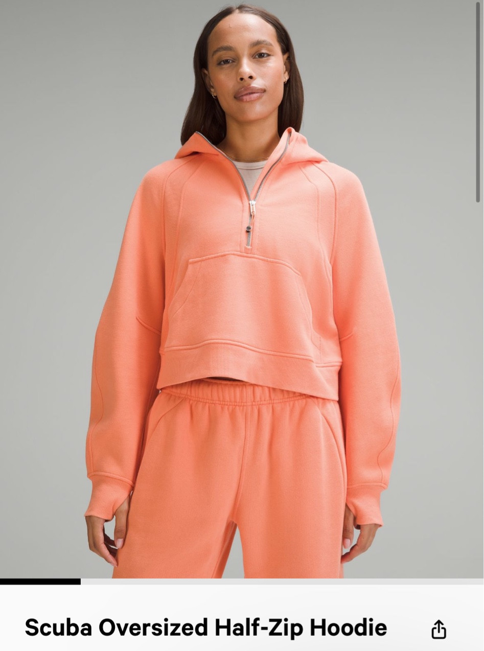 Lululemon Scuba Oversized Half-Zip Hoodie In Coral Kiss ON SALE 🧡🩷