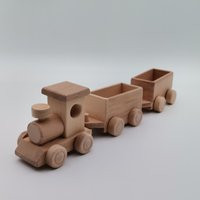 Wooden Toy Train Set With Trailer|Locomotive Toy|Toddler Push Toy|Nursery Natural Wood Decor|Waldorf | Etsy (US)