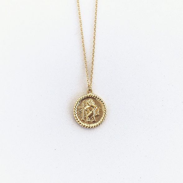 Sanctuary Project Saint Christopher Medallion Coin Necklace Gold | Target