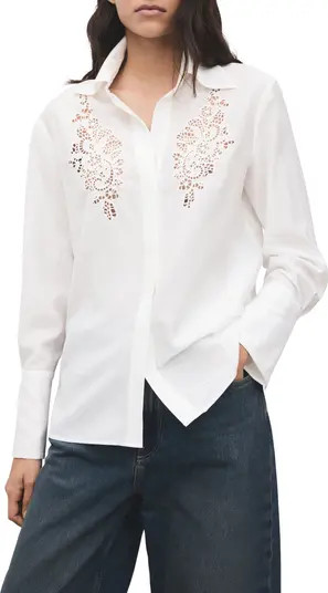 Embroidered Lace Inset Button-Up Shirt | Nordstrom