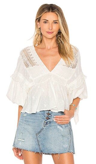 Free People Drive You Mad Blouse in Ivory | Revolve Clothing (Global)