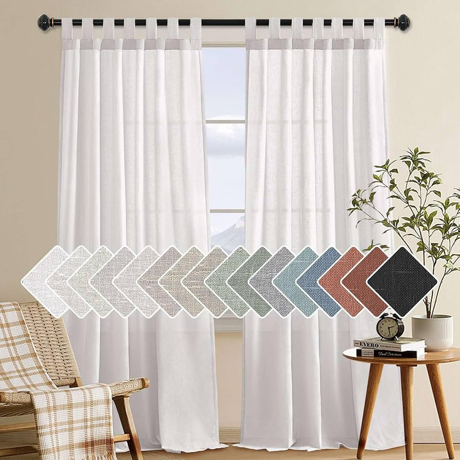 H.VERSAILTEX Elegant Natural Linen Blended Energy Efficient Light Filtering Curtains / Tab Top Cu... | Amazon (US)
