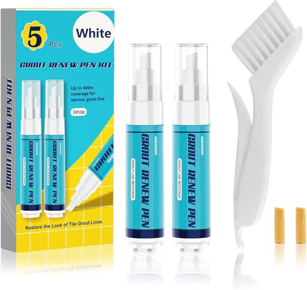 NADAMOO Grout Renew Pen White, 2 Large Size 20ml Tile Grout Paint Pens, Grout Shine Touch Up Repa... | Amazon (US)