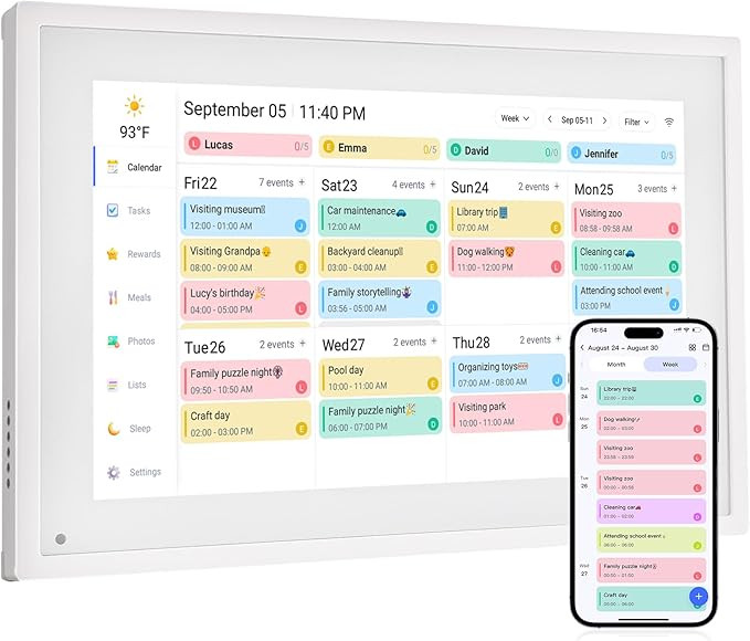 Digital Calendar Chore Chart - Touchscreen Interactive Digital Planner Display - WiFi Smart Plann... | Amazon (US)