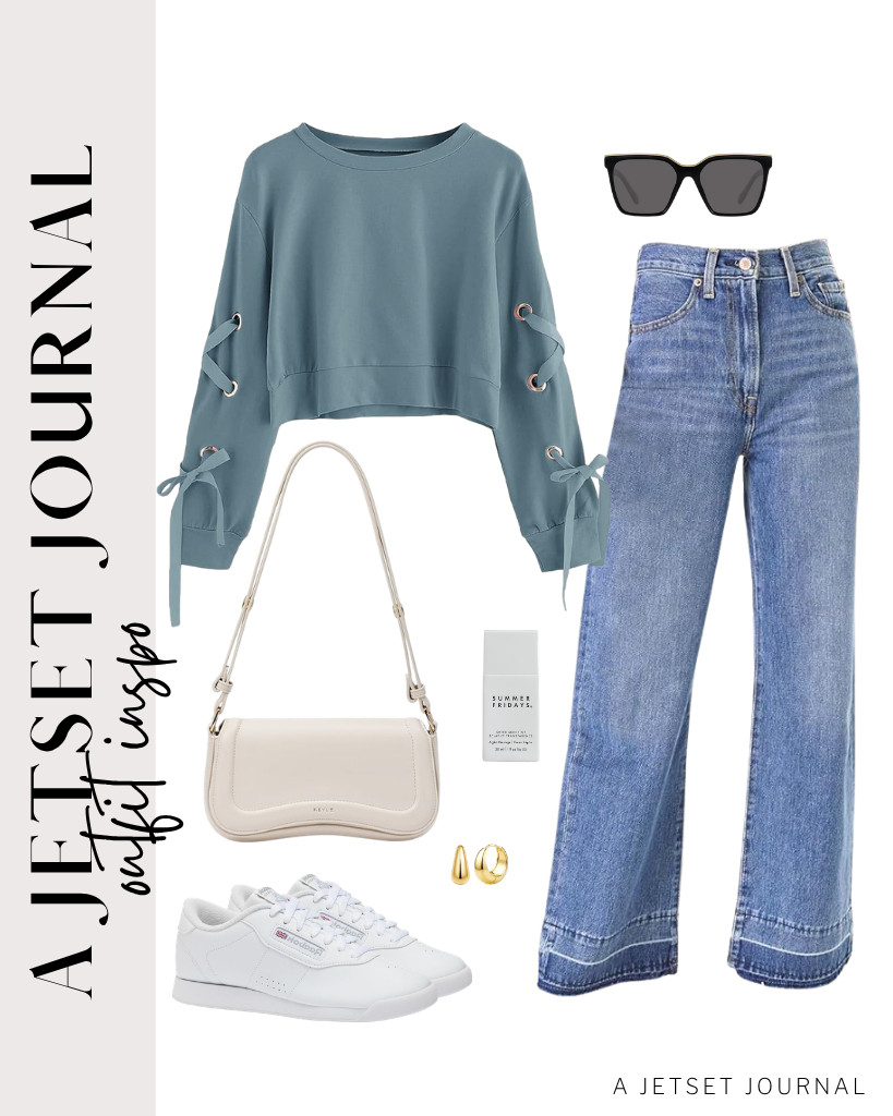 These Reebok Princess sneakers are an excellent pick for this pair of a long-sleeve cropped pullover and light-wash jeans. A shoulder bag and Mosanana polarized sunglasses will complement this outfit.


#LTKSeasonal #LTKSaleAlert #LTKTravel
 

 