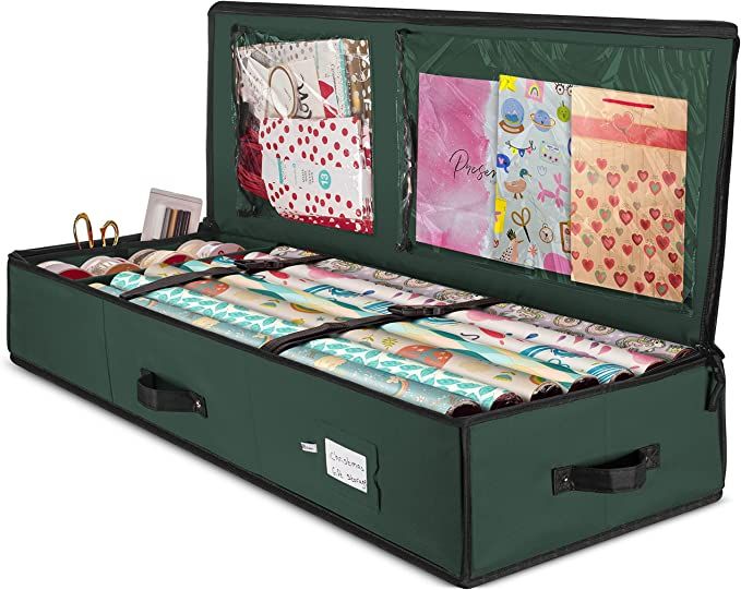 Amazon.com: Zober Premium Wrapping Paper Storage Container, with Interior Pockets, fits 18-20 Sta... | Amazon (US)