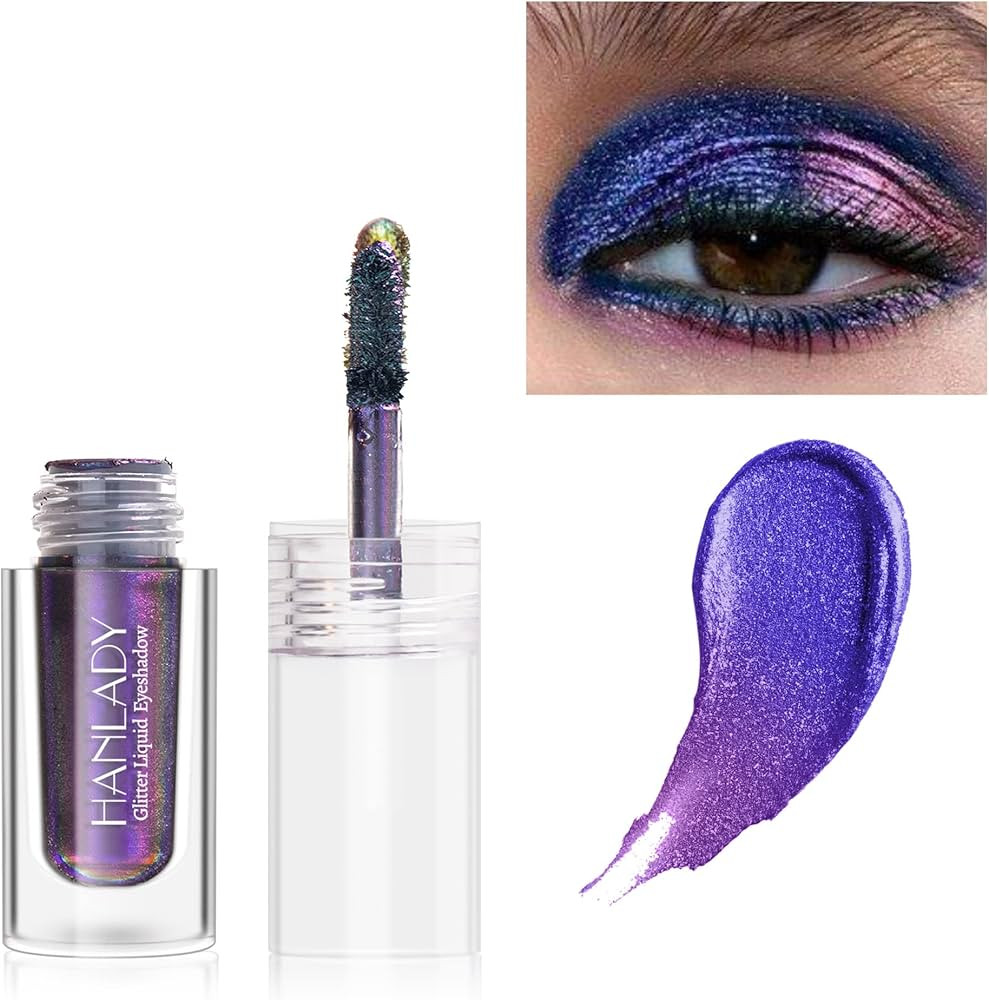 HANLADY Chameleon Eyeshadow Liquid Glitter Eye Makeup, Glitter Eyeshadow Purple Intense Color Shi... | Amazon (US)