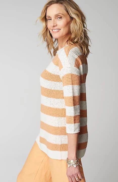 Cabana-Stripes Open-Knit Sweater | J. Jill