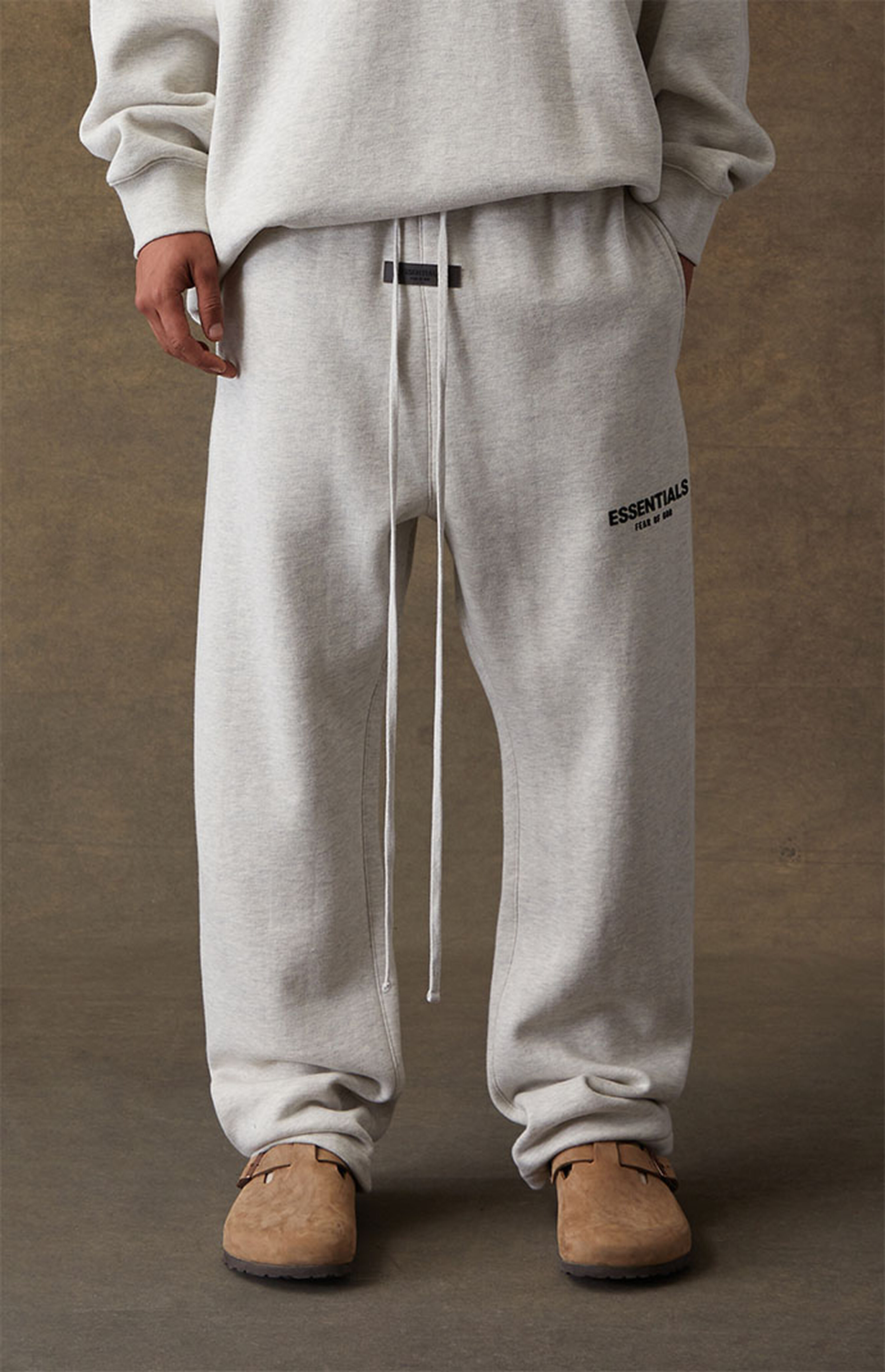 Essentials Fear Of God Light Oatmeal Relaxed Sweatpants | PacSun | PacSun
