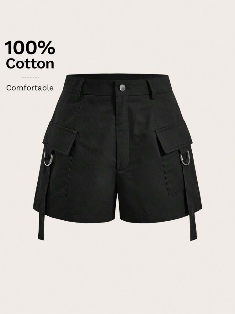 SHEIN EZwear Solid Flap Pocket Cargo Shorts | SHEIN