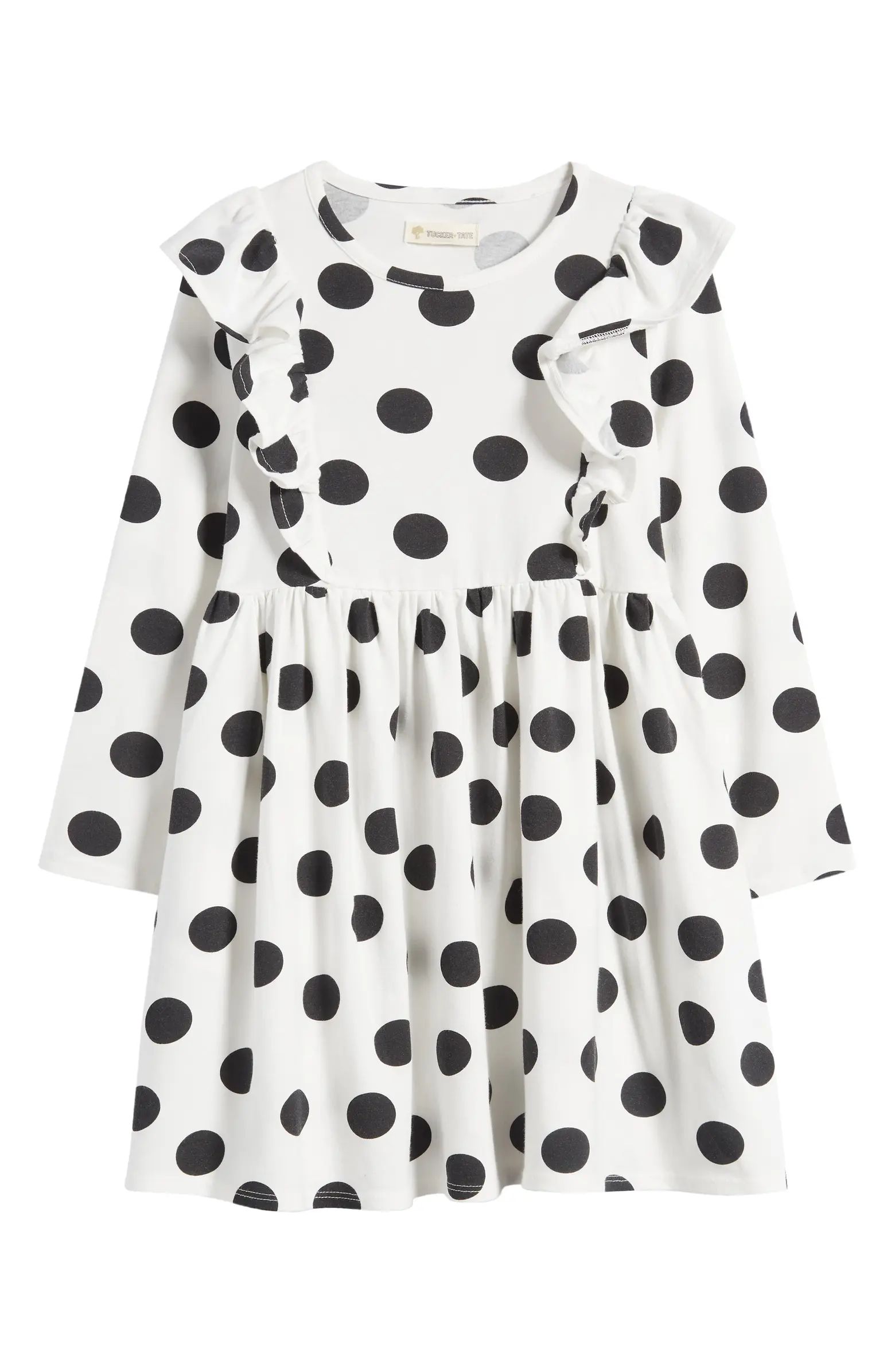 Kids' Ruffle Long Sleeve Fit & Flare Dress | Nordstrom