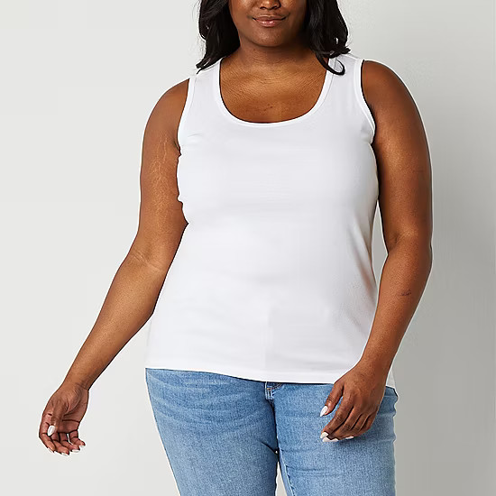 St. John's Bay Womens Plus Scoop Neck Sleeveless Tank Top | JCPenney