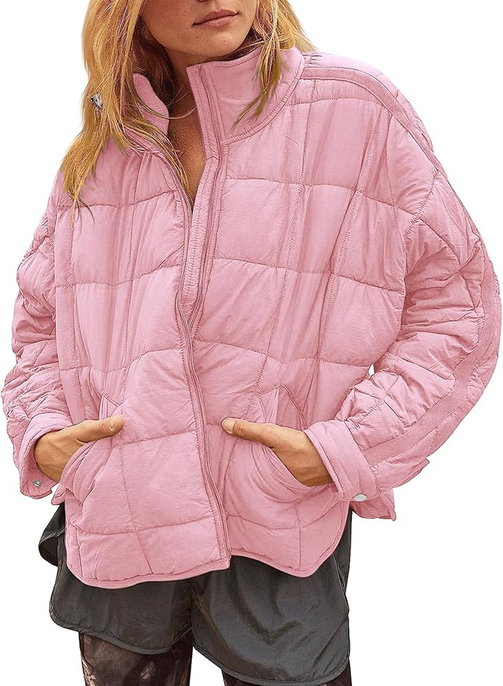 Muchpow Women's Lightweight Down Coat Long Sleeve Full Zipper Oversized Packable Short Puffer Jac... | Amazon (US)