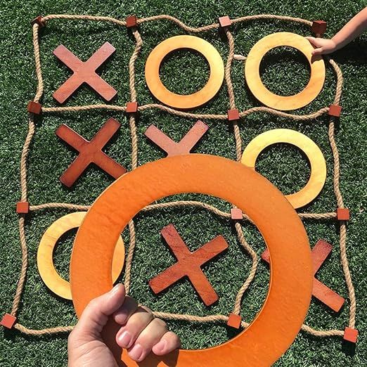 SWOOC Games - Giant Wooden Tic Tac Toe Game (All Weather) | 3ft x 3ft | Big Wood X & O Pieces wit... | Amazon (US)