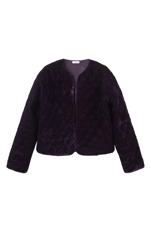 MANGO TEEN Quilted Velvet Jacket in Maroon at Nordstrom, Size Medium | Nordstrom